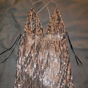 Rose gold sequins cocktail dress